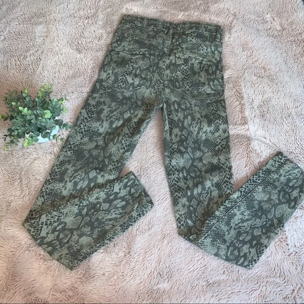 Zara Snake Print Tan & Brown High-Rise Skinny Jeans Size: 4